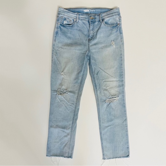 Old Navy the Power Jean The Perfect Straight Ankle Jeans Light Denim Raw Hem 6 - Picture 3 of 8
